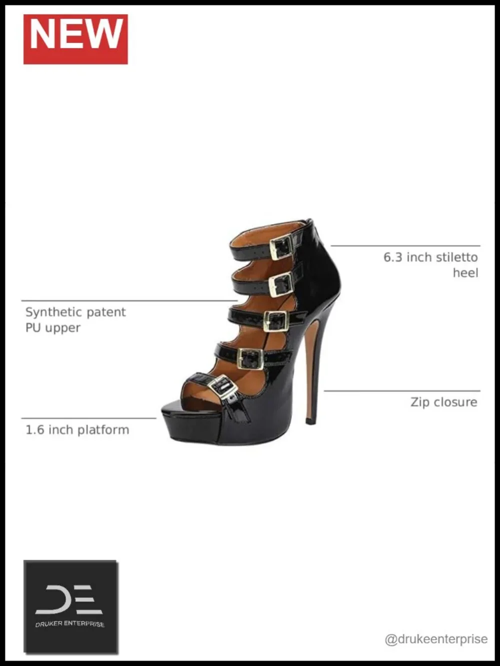 Gladiator Platform Sandals Stiletto High Heel 6.3 Inch PU Ankle Boots